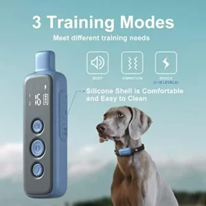 Dog Shock Collar – Dog Training Collar with Remote for Small Medium Large Dogs with 3 Modes (10-120 Lbs) IPX7 Waterproof Rechargeable E Collar for Dogs Training, No Shock No Prongs for Optional…