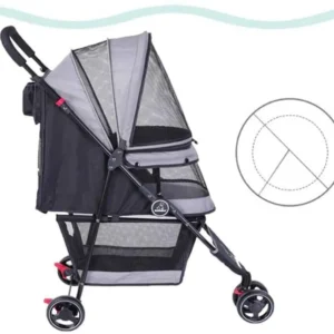 Double Dog Stroller Foldable Dog Pram Trolley Stroller Outdoor Portable Pet Travelling Carrier Bag Wheels Waterproof Cat Pushchair Dog Cart Luggage Pet Travel