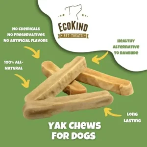 Ecokind Himalayan Dog Chews, Healthy Treats, Odorless , Rawhide Free, Long Lasting Bones for Aggressive Chewers, Indoors & Outdoor Use, Made in The Himalayans, Large (Pack of 4)