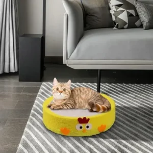 ＫＬＫＣＭＳ Cat Scratching Pad Spacious Relaxing and Sleeping for Indoor Cat Claw Instincts Pet Supplies Furniture Protection Cat Bed, Yellow Circle