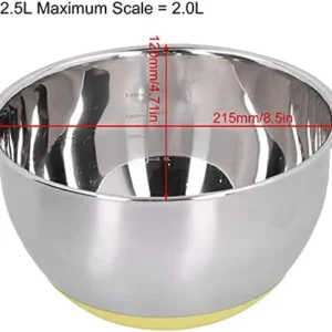 Egg Beating Bowl Baking Basin Stainless Steel Mixing Bowl with Scale Food Service Equipment for Kitchen Use Baking Tools (2.5L)