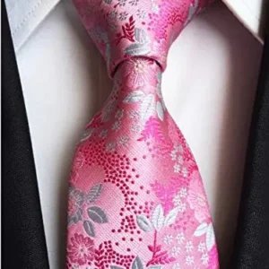 Elfeves Men’s Tie Cravat Jacquard Luxury Small Floral Pattern Wedding Necktie