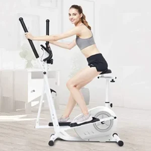 Elliptical Machine with Seat, Portable Elliptical Trainer for Aerobic Exercise, Cardio Fitness Equipment with LCD Monitor and Adjustable Magnetic Resistance