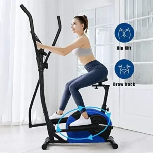 Elliptical Machines for Home Use, 300 lbs Magnetic Training Machine, Indoor Stationary Exercise Bike with LCD Display, Elliptical Cross Trainer Fitness Equipment, Magnetic Controlled Walking Stepper