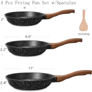 ESLITE LIFE Frying Pan Set Nonstick Skillet Set Egg Omelette Pans, Granite Coating Cookware Compatible with All Stovetops (Gas, Electric & Induction), PFOA Free, 4-Piece