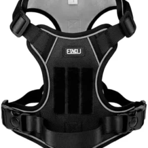 ETACCU Dog Harness for Large Dogs，No Pull Dog Vest Harness with Handle, Front Clip Reflective No-Choke Adjustable Dog Chest Harness with 2 Leash Clips 2 Buckles, Tactical Service Dog Harness, L