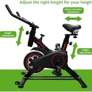 Exercise Bike with Brake Pads Indoor Bike with Tablet Rack for Home Gym, Silent Belt-Driven Indoor Bike with Comfort Seat Cushion, Maximum Weight Capacity 330 Lbs