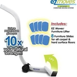 EZ Moves Furniture Moving System for Carpeted & Hard Floor Surfaces, Move Heavy Furniture Quickly & Easily, As Seen on TV (1 Lifter Tool & 8 Sliders)