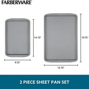 Farberware GoldenBake Nonstick Bakeware Cookie/Baking Sheet Pan Set, 2-Piece, Gray