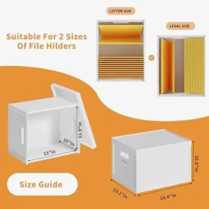 File Organizer File Box with Lid, Universal Hanging File Organizer Box, Letter/Legal Size File Folder Box, 2 Pack Plastic Office Document Filing Storage Bin