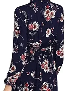 Floerns Women’s Mock Neck Long Sleeve Floral Print Ruffle Short Dress