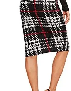 Floerns Women’s Plaid Print High Waist Knee Length Bodycon Pencil Skirt