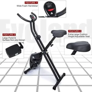 Foldable Exercise Bike Foldable Magnetic Upright Bike with 8 Resistance Levels, Cardio-Training Bike Indoor Cycling Bike for Adults