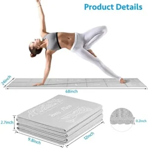 Foldable Yoga Mat for Women, Non Slip Exercise Mat for Home Gym, Travel Yoga Set With Stretch Strap for Yoga Pilates and Fitness