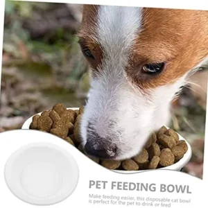 FOMIYES 100 Pcs Pet Paper Bowl Puppies Paper Bowls Dog Pet Cat Food Holders Cat Feeding Bowls Paper Food Boats Pet Feeding Bowl Cat Feeding & Watering Supplies Cats White Portable Lining