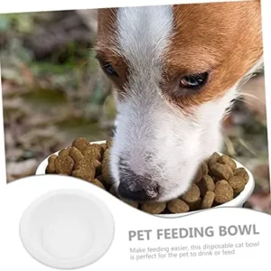 FOMIYES 40 Pcs Pet Paper Bowl Paper Food Boats Disposable Cat Bowl Cat Feeding & Watering Supplies Dog Bowls for Large Dogs Dog Food Wet Pet Food Bowls Feed The Dog Daily Use White Travel