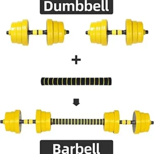 Fuxion 22LB Adjustable Dumbbell Barbell Pair | Free 2-in-1 Set, Non-Slip Neoprene, Purpose, Home, Gym, Office | | Hand Weights, 22 LB or 11 LB, Yellow, Grey, Black