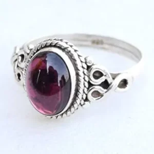 Garnet Stone Ring 925 Sterling Silver Statement Ring For Women Handmade Rings Gemstone Christmas Promise Ring Size US 9 Gift For Her