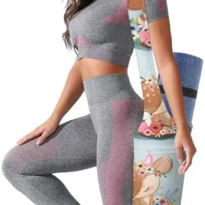 GemGam Yoga Mat Bags for Women Spring Cute Deer Yoga Mat Carrier Tote Flower Animal Design Holds More Yoga Accessories, Fit Most Size Mats for Yoga Lovers