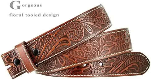 Genuine Full Grain Western Engraved Tooled Leather Belt Strap or Belt 1-1/2″ Wide, Multi-Style Options