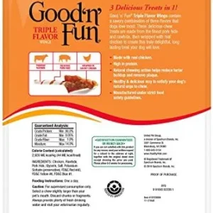 Good ‘N’ Fun Triple Flavor Wings, Made with Real Meat, Treats for All Dog Sizes