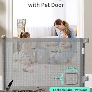 GROWNSY Retractable Baby Gates, Pet Gate with Cat Door – 33″ Tall, Extends to 55″ Wide Dog Gate for Stairs, Mesh Baby Gate with Door for Cats/Small Dogs, Easy Install for Doorways, Indoor &Outdoor