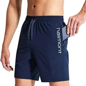 Haimont Running Shorts for Men 7” Athletic Gym Workout Training Shorts Quick Dry with Zipper Pockets