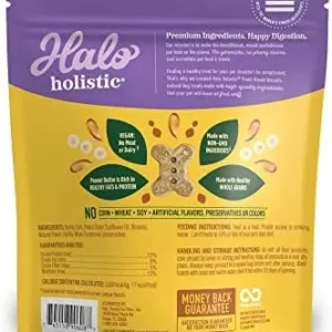 Halo Plant-Based Dog Treats with Peanut Butter and Banana, Vegan Dog Treat Pouch, 8oz bag