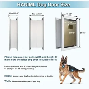 HANIML Extra Large Dog Door for Exterior Walls Heavy Duty Aluminum Doggy Door with Telescoping Tunnel Energy Efficient Double Flaps Pet Door for Medium Large Doggies Weatherproof & Security