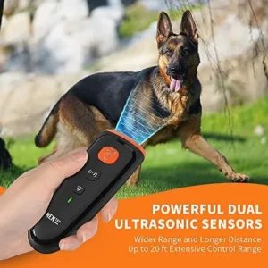 Hentay Ultrasonic Dog Training and Anti Barking Device, Small Medium and Large Dog Barking Control Devices Rechargeable Dog Deterrent Device LED Light 16.4 ft Range Portable Indoor Outdoor