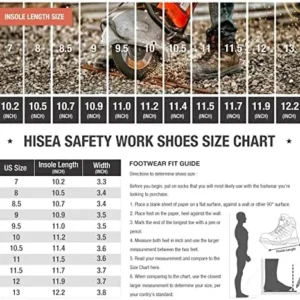 HISEA Men’s Composite Toe Work Boots Full Grain Safety Leather Boots Slip Resistant Comfortable Impact Resistance Work Boots for Industrial & Construction