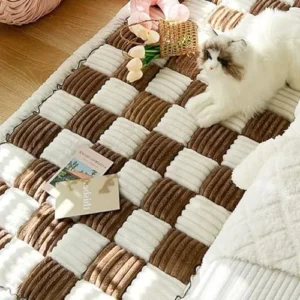 HLELU Funny Furry Creamy Square pet mat Bed Sofa Cover, Dog Blanket for Large Dogs, pet Sofa mat, 27.6 x 59.06 inches