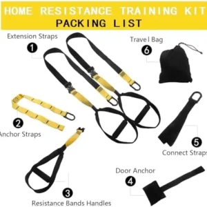 Home Resistance Training Kit, Resistance Trainer Fitness Straps for Full-Body Workout, Bodyweight Resistance Bands with Handles, Door Anchor, Workout Guide for Home Gym