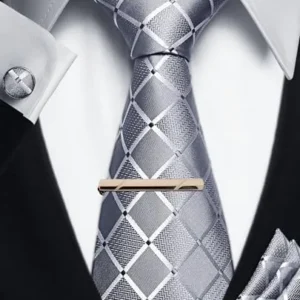 Incfott Ties for Men Classic Mens Ties with Tie Clip and Cufflinks for Men Pocket Square Hankerchief Men’s Tie Sets