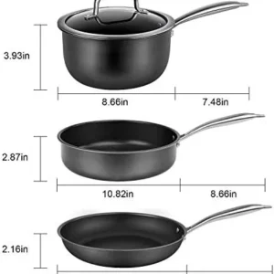 Induction Pots and Pans, Stainless Steel Pots And Pans Set 4pcs With Lid, Induction Cookware For Oven & Dishwasher Safe by MOMOSTAR