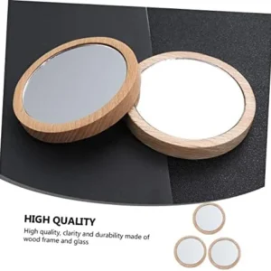 Ipetboom 3pcs Makeup Mirror Accessories Women Nail Glue for Acrylic Nails Travel Handheld Mirror Small Compact Mirror for Purse Magnifying Home Bedroom Beauty Mirror Man Mini Wood