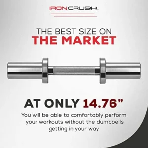 Iron Crush Olympic Dumbbell Handle – Loadable Bar with 1.2mm Medium Knurling – Heavy-Duty Alloy Steel with Chrome