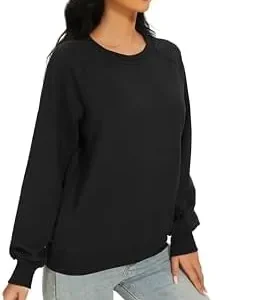 Jeovuanun Womens 100% Cotton Sweatshirts Long Sleeve Basic Crew Neck Hoodies Summer Fall Pullover Tops 2024