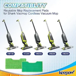 KEEPOW Reusable Mop Pads Refills, Vacmop Replacement Pads Compatible with Shark Vac Mop VM252 VM200 VC205 VM250 /QM250 VM190 VM200P12, Hardwood Floor Mop Pad with Upgraded Dirt Chamber (1+2+3 Pads)