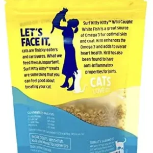 Kitty Kitty Freeze Dried Cat Treats Pack of 3 – Wild Caught Fish, Krill Coated White Fish Cat Treat, Made in The USA