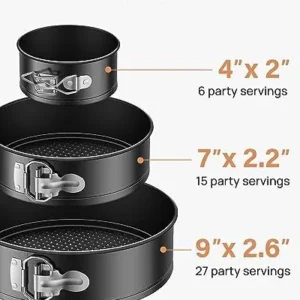 Kootek 144pcs Cake Pan Set with Ebook, Cake Decorating Supplies with 3 Round Nonstick Removable Base Bakeware Springform Pans (4″ 7″ 9″), Numbered Piping Tips and Other Baking Supplies for Cheesecake