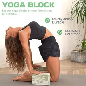 KRIXAM Yoga Blocks For Stretching,Heavy-Duty (0.62lb Each) EVA High-Density Yoga Block For Home/Gym/Outdoor, Matcha Green