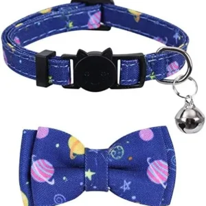 Lamphyface 2 Pack/Set Cat Collar Breakaway with Cute Bow Tie and Bell for Kitty Adjustable Safety