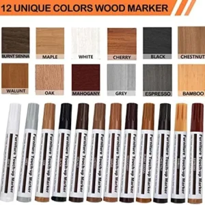 Lifreer Revolutionary Furniture Touch Up Markers, 12 Colors Wood Scratch Repair Markers Kit – Perfect for Stains, Scratches, Wood Floors, Tables, and Bedposts – Easy to Use and Long-Lasting Results!