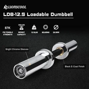 LIONSCOOL 16″/20” Loadable Dumbbells Pairs in Commercial Grade, Heavy Duty Olympic Dumbbell Bar/Handle for Strength Training, Compatible with 2’’ Standard Plates