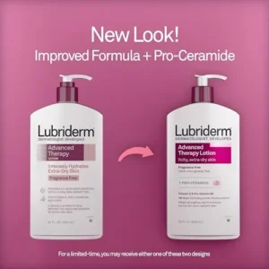 Lubriderm Advanced Therapy Fragrance Free Moisturizing Hand & Body Lotion + Pro-Ceramide with Vitamins E & Pro-Vitamin B5, Intense Hydration for Itchy, Extra Dry Skin, Non-Greasy, 32 fl. oz