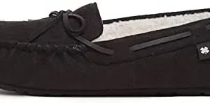 Lucky Brand Mens Micro-Suede Moccasin Slippers with Faux Sherpa Lining