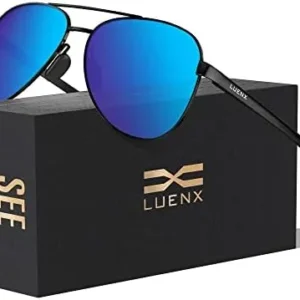 LUENX Aviator Sunglasses for Men Women-Polarized Shades Driving UV 400 Protection 59 MM