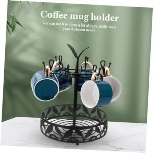 MAGICLULU Cup Storage Rack Espresso Cup Coffee Bar Accessories Coffee Cup Holder Mug Tree Holder Mug Rack Tea Cup Tree Organizer Stand Mug Stand Cafe Wrought Iron Counter to Rotate