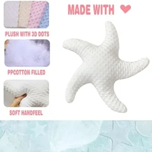 Marble Empire White Starfish Pillow Beach Themed Decorative Throw Pillows Soft Ocean Bedding Coastal Decor for Home Cute Star Shaped Stuffed Animal Plush for Small Couch Bed Bedroom Living Room